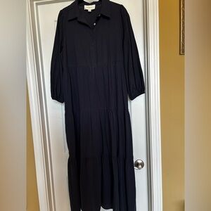 Boutique tiered maxi dress with pockets and lined skirts